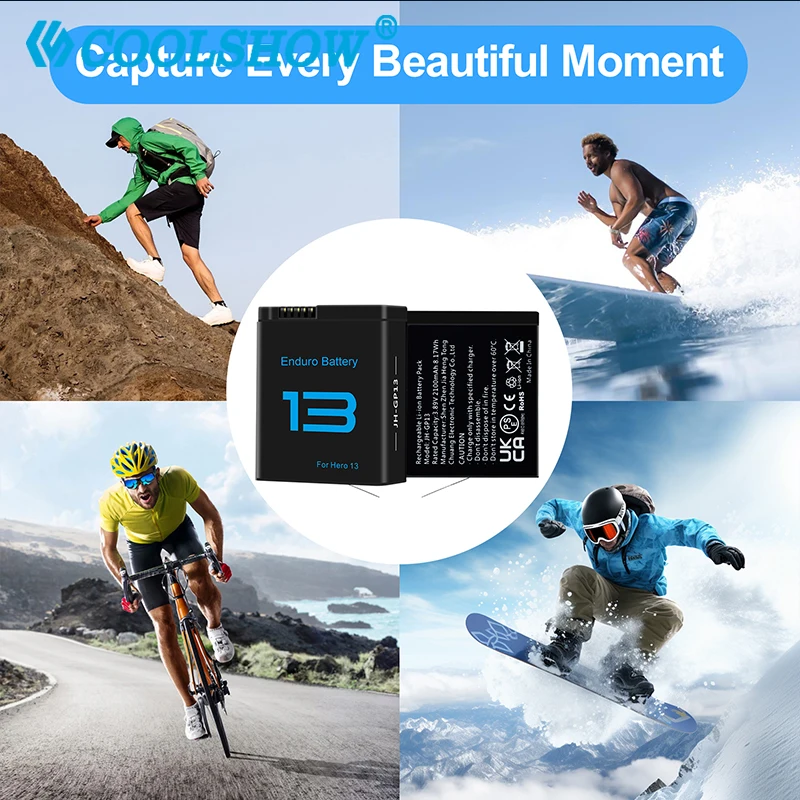 Caricabatteria da 2100 mAh per GoPro Hero13 Nero per Go pro Hero 13 Batterie Accessori per fotocamere sportive Caricabatteria