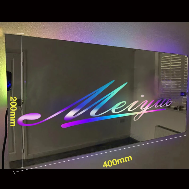 Imagem -03 - Acrílico Led Neon Sign Mirror Light Palavras Personalizadas Saudações Parede Casa Café Decoração de Bar 1pc