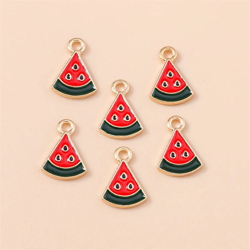 20 Stück 12x16mm Niedliche Frucht-Anhänger aus Emaille, Wassermelonen-Anhänger für Schmuckherstellung, Ohrringe, Halsketten, DIY-Bastelzubehör – Detail 4