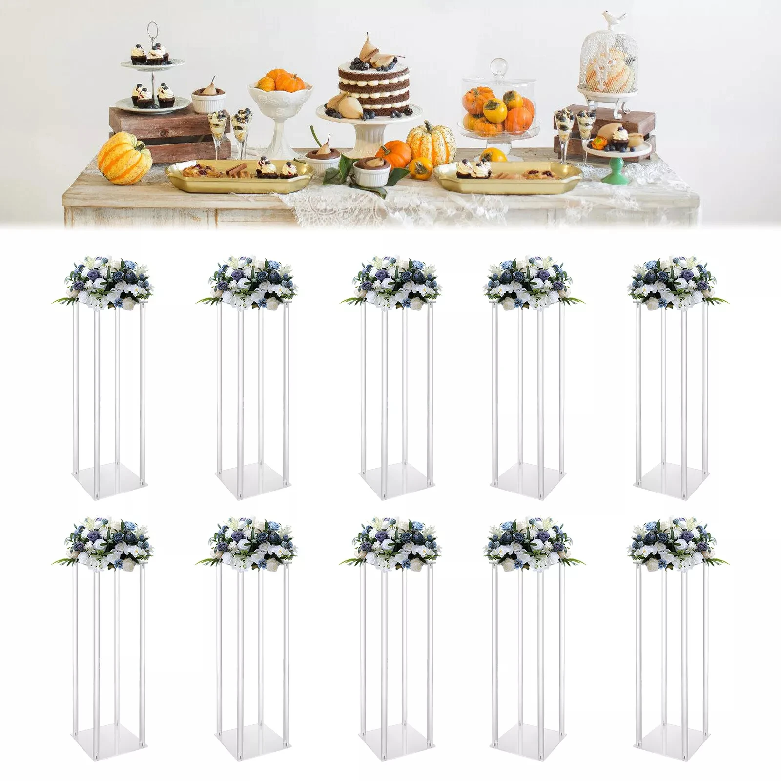 

Acrylic Wedding Centrepieces, 10 Pcs Clear Column Flower Display Stand for Events