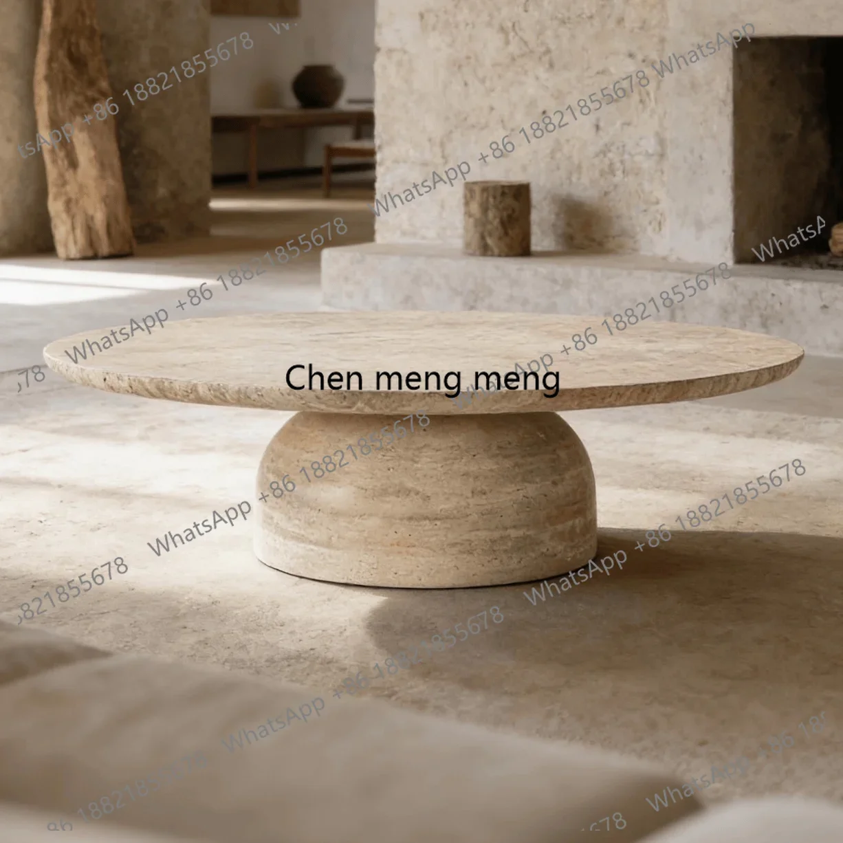 AB03  Cream wind coffee table light luxury high-end marble sofa living room household small apartment round