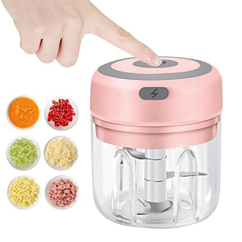 100ML/250ML Mini Electric Garlic Crusher USB Charging Portable Kitchen Vegetable Masher Sturdy Durable Kitchen Food Chopper