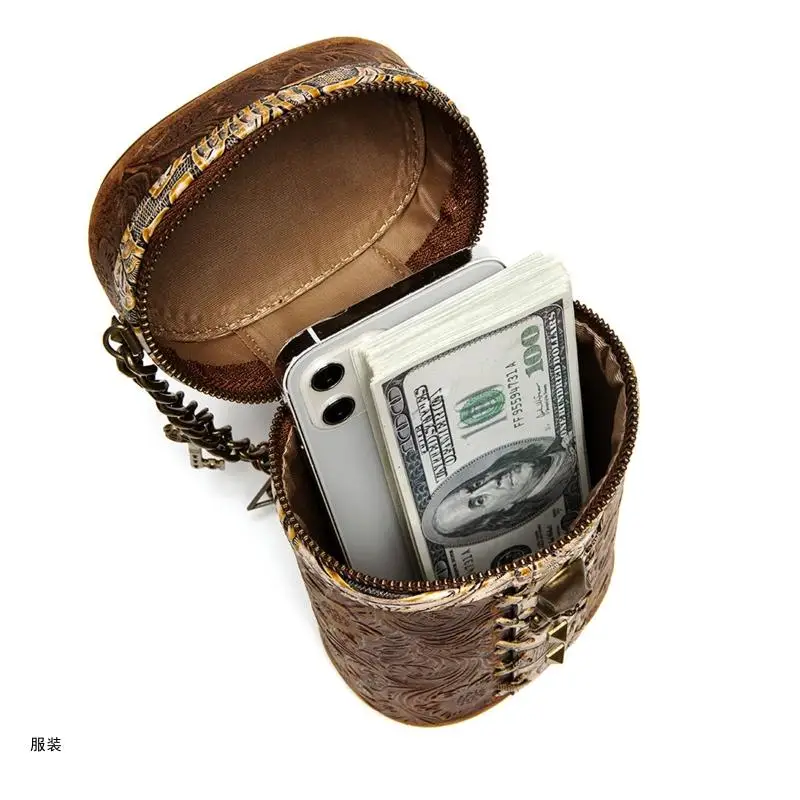 D0UD Stylish Handbag Shoulder Bag Waist Bag Skeleton Chain Bucket Bag Adjustable Crossbody Bag for Girl/ Boyfriend Gathering