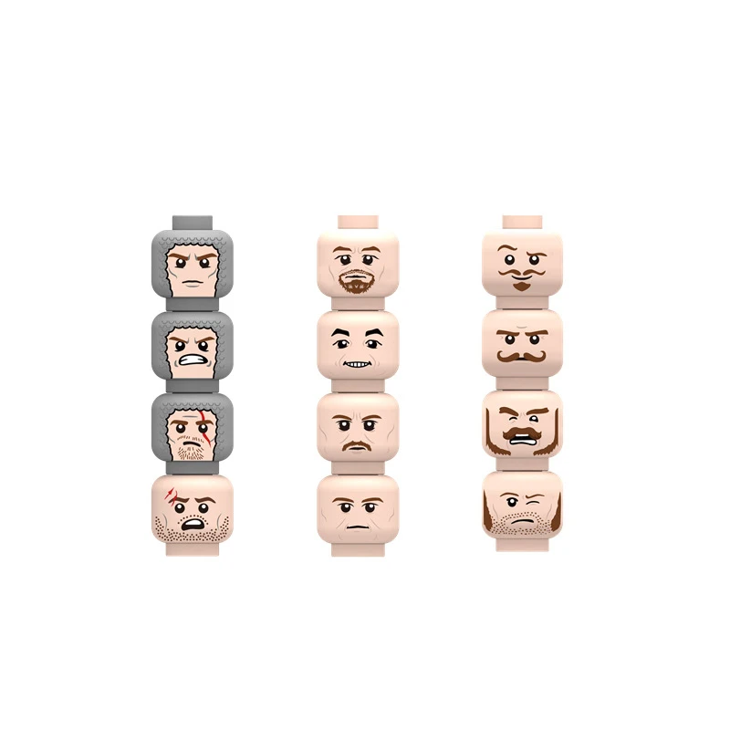 MOC City Figures Face Head Expression Cry Cute Soldier Injured Accessories Building Blocks Boy Girl DIY Parts Bricks Toys Gifts