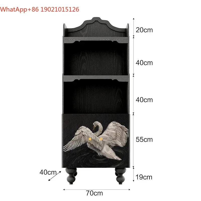 

SS ss7486 French white swan solid wood bookcase, living room wall storage, dining side cabinet, multi-layer storage decorative c