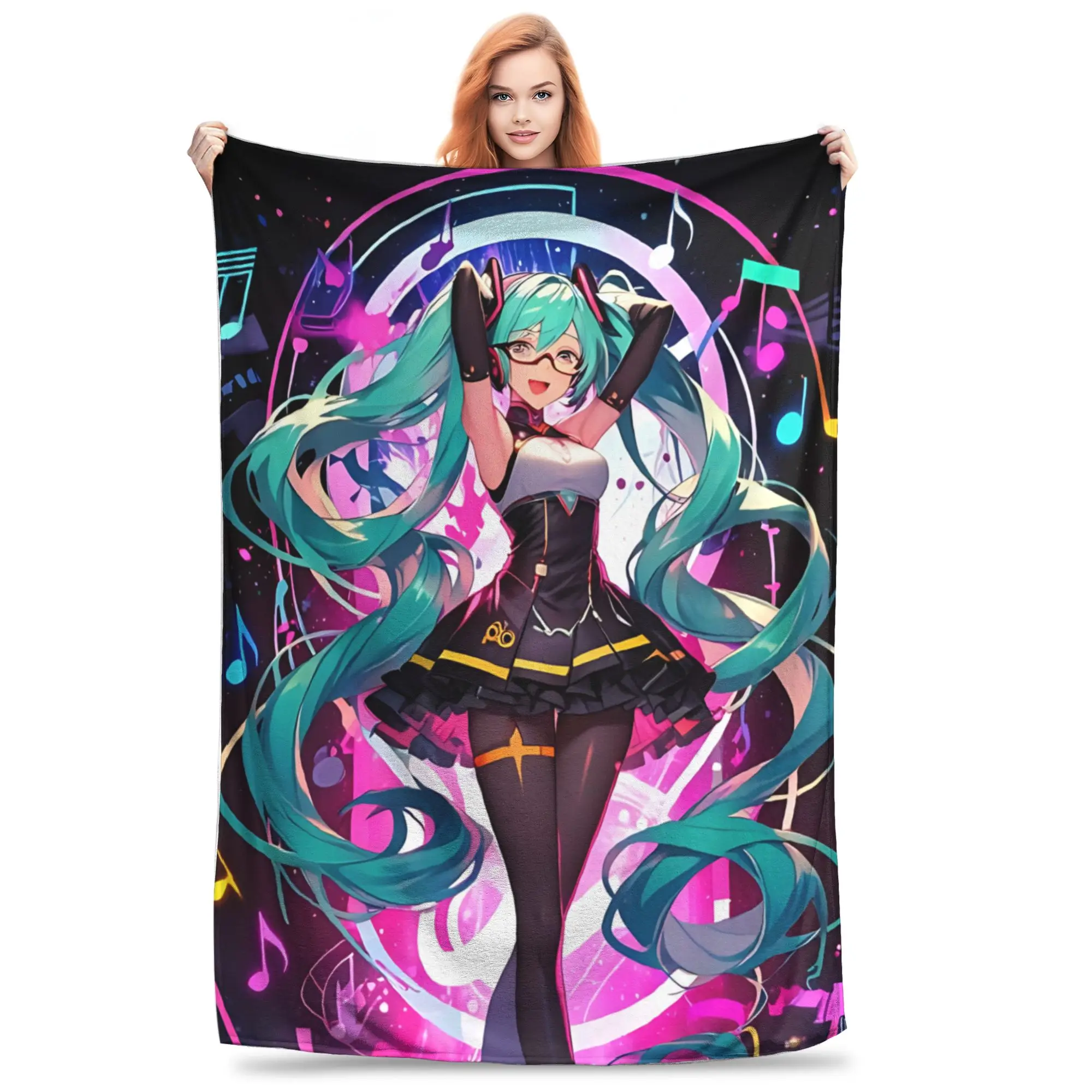 1PC Hatsune Mikus Blanket Throw Blanket  Novelty Warm Blanket All Season Home Gift