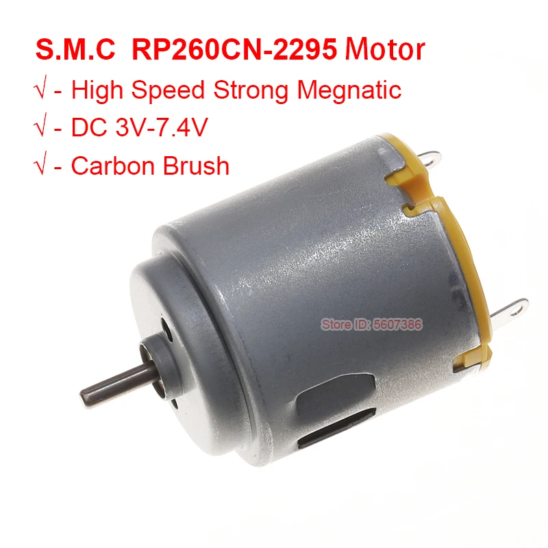 Mini RP260CN-2295 Motor DC 3V 3.7V 5V 7.4V High Speed Carbon Brush Strong Magnetic Motor Mini 24mm Round Motor RC Car Toy Model