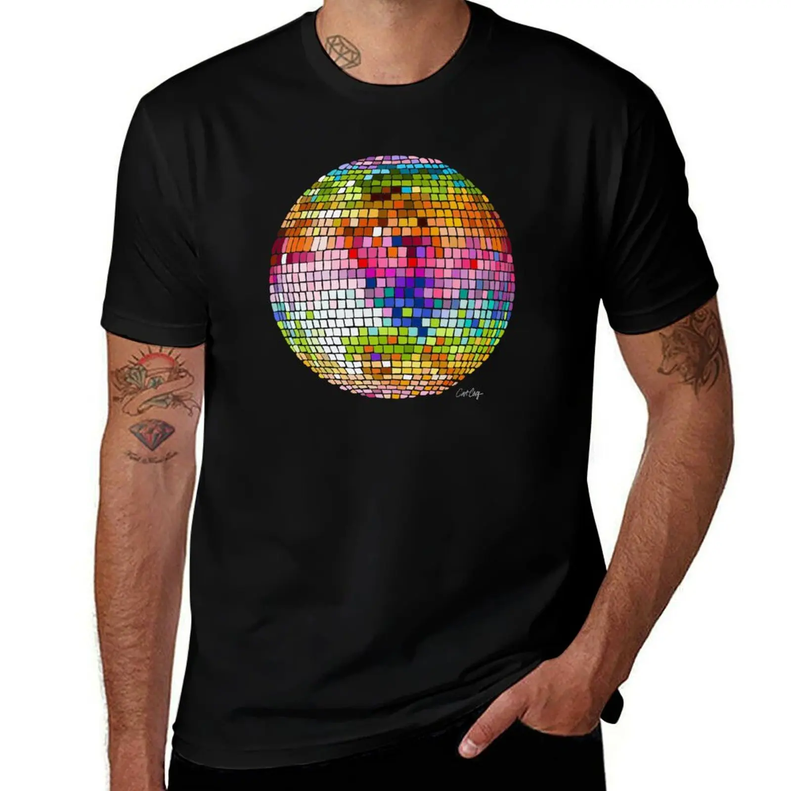 Disco Ball – Rainbow on Charcoal T-Shirt Construction Work Tee Shirt T-Shirt