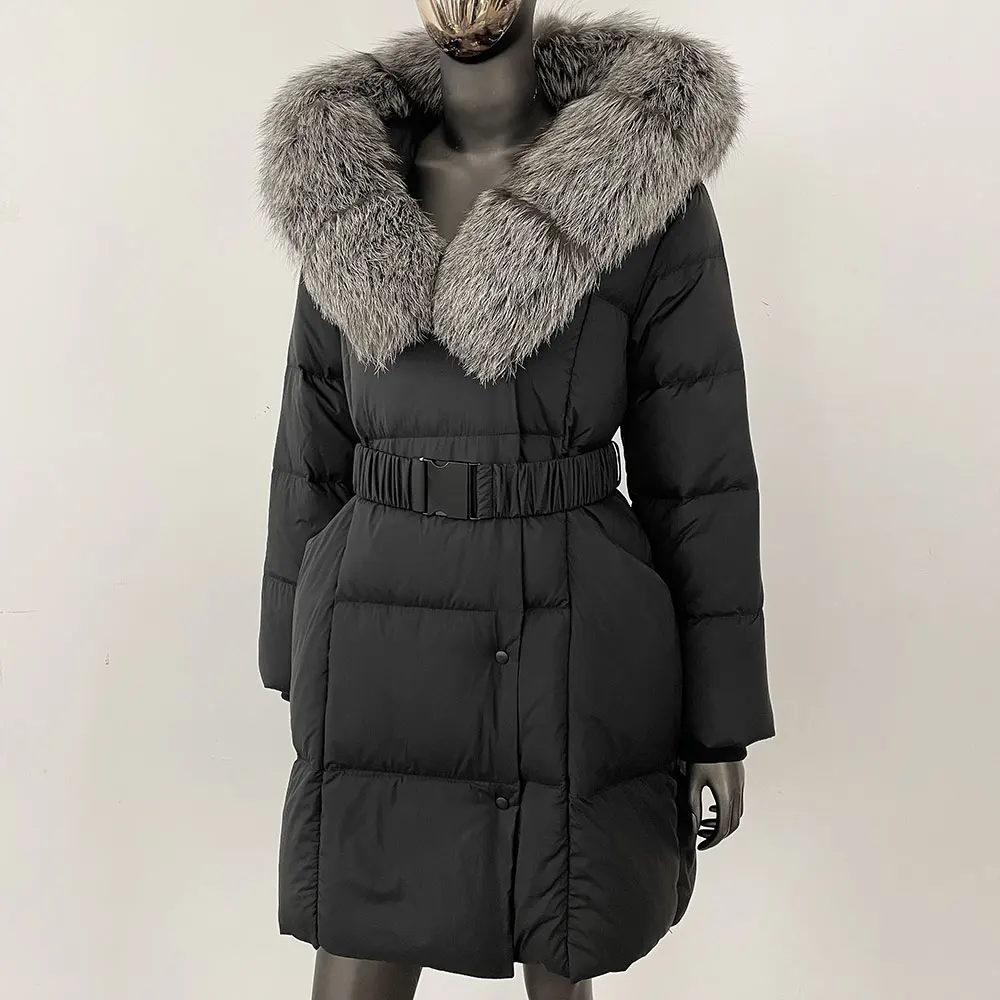 เสื้อแจ็คเก็ตคอปกขนสุนัขจิ้งจอกแท้ธรรมชาติ OFTBUY เสื้อโค้ทขนเป็ดขาวแคชเมียร์มีฮู้ดสำหรับผู้หญิง ฤดูหนาว 2025 รุ่นใหม่ เสื้อคลุมโอเวอร์ไซส์สำหรับผู้หญิง