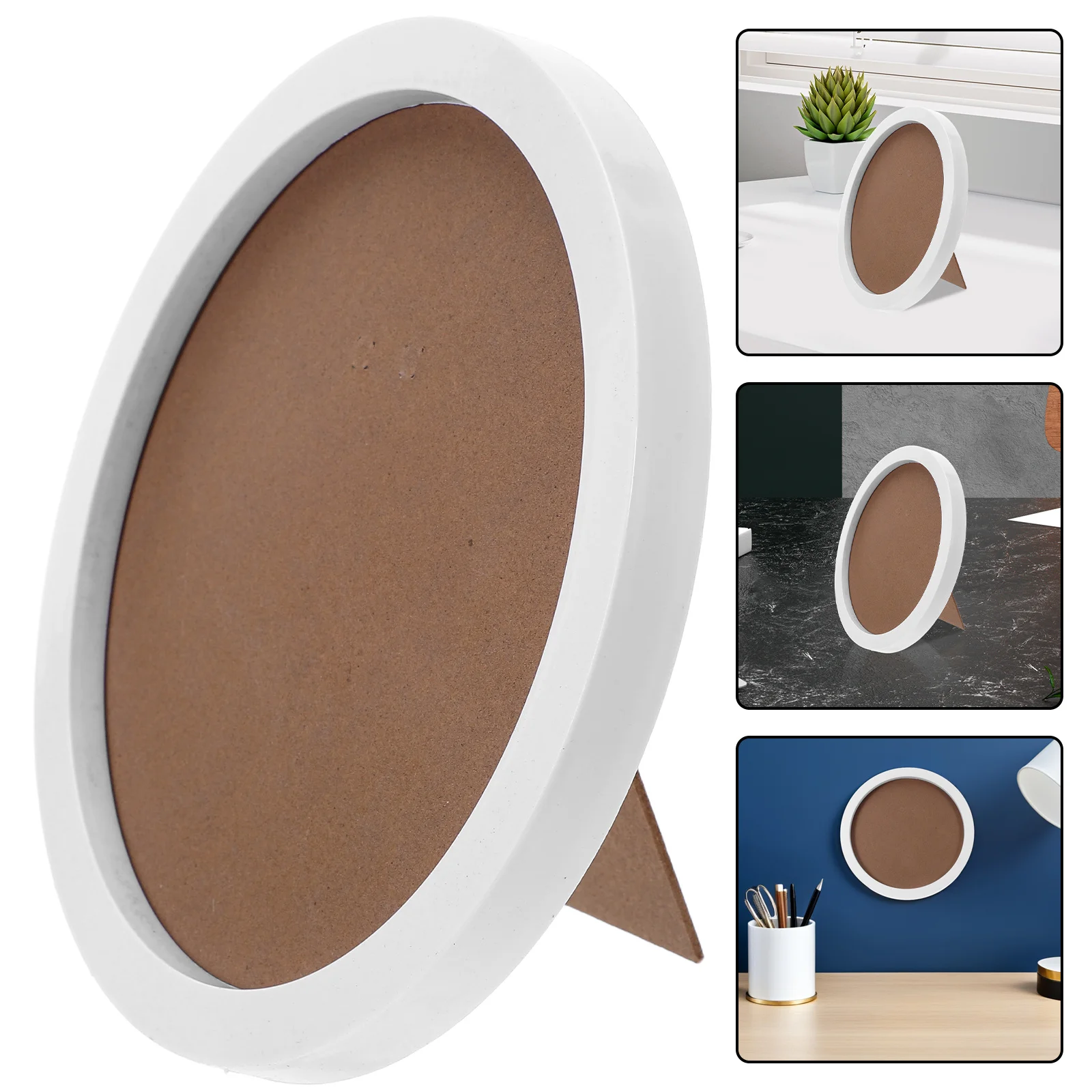 

8Pcs Round Photo Frame 19.5cm Lightweight Plastic Picture Holder for Modern Retro Desk Decor Home Bedroom Display Moisture