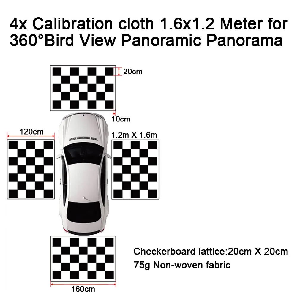 

4x Calibration cloth 1.6x1.2 Meter for 360°Bird View Panoramic Panorama System 4 Camera Car DVR Recording Parking