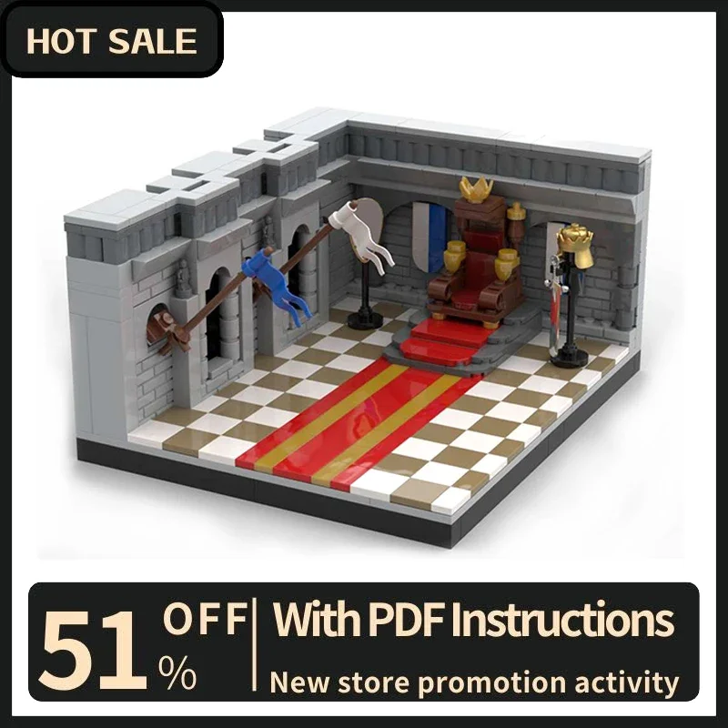 New 589Pcs Moc European Medieval Street View Throne Room Model Custom Puzzles Diy Creative Ideas Toys Birthday Christmas Gifts
