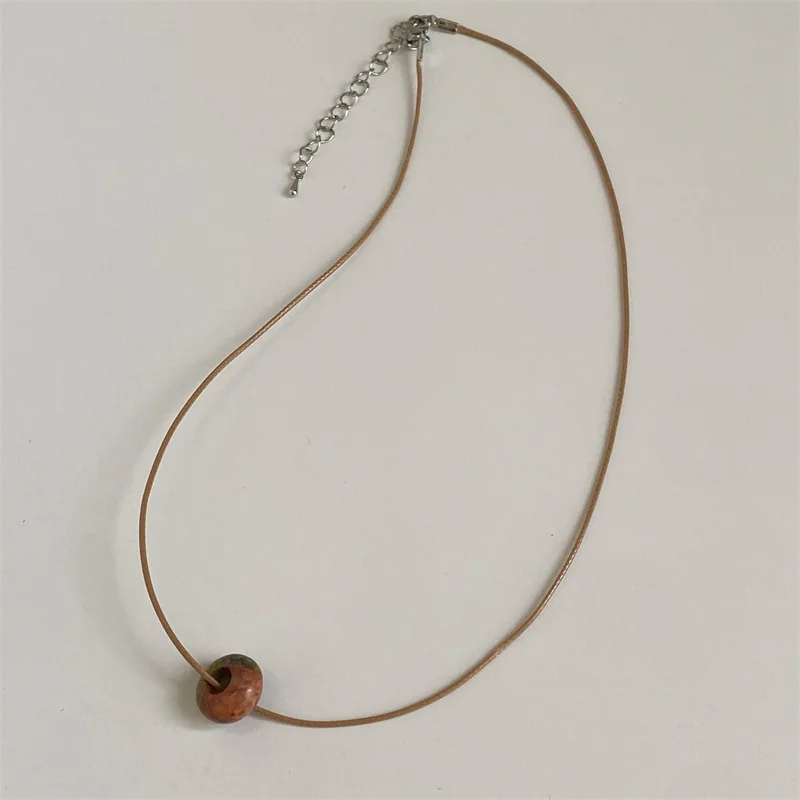 Perlen Doppel-schicht Halskette Natürlichen Rohstein DIY Frauen Persönlichkeit Temperament Schlüsselbein Kette Mode Schmuck – Detail 8