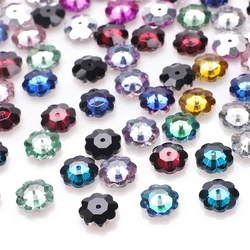 30Pcs Colorful Crystal Flower Pendants DIY 10mm Glass Petals Beads Flat Bottom For Jewelry Making Necklace Earrings Accessories