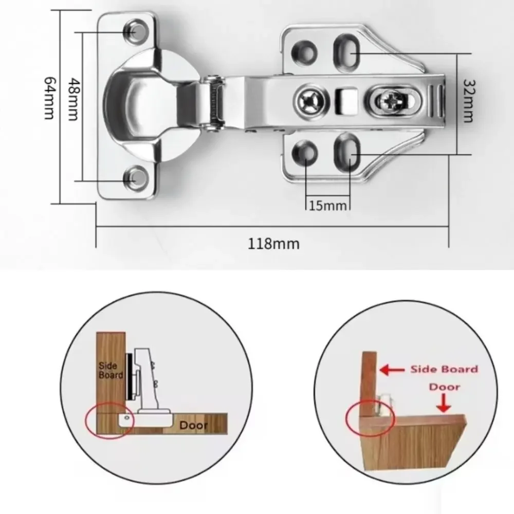 Engsel Pintu Kabinet Stainless Steel Pintu Lemari Engsel Tersembunyi Tenang Tutup Lembut dengan Sekrup Furnitur