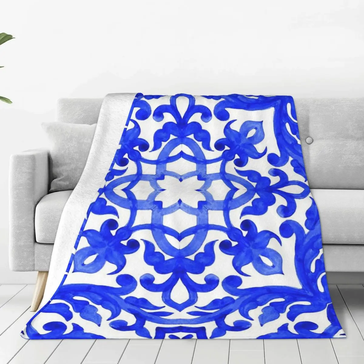 Portuguese Azulejo Tiles Blankets Fleece Warm Sofa Throw Blankets For Home Bedroom Travel Throws Bedspread Quilt