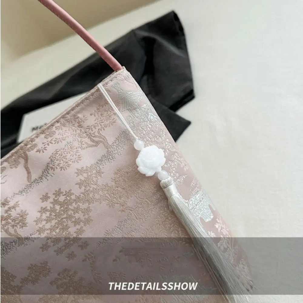 Borsa a tracolla con ricamo stampato carino Borsa di grande capacità Nuova borsa in stile cinese Tote Bag Borsa a secchiello floreale Hanfu da donna