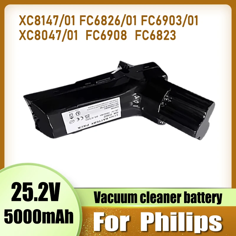 For Philips vacuum cleaner battery replacement, compatible with SpeedPro Max Aqua Stick Cordless Vacuum, 25.2V 5000mAh