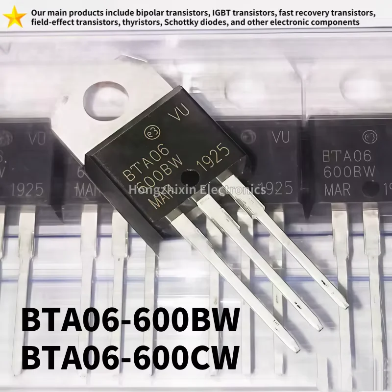 10PCS NEW BTA06-600BW BTA06-600CW TO-220 BTA06600BW BTA06600CW BTA06 600BW 600CW Bidirectional Thyristor