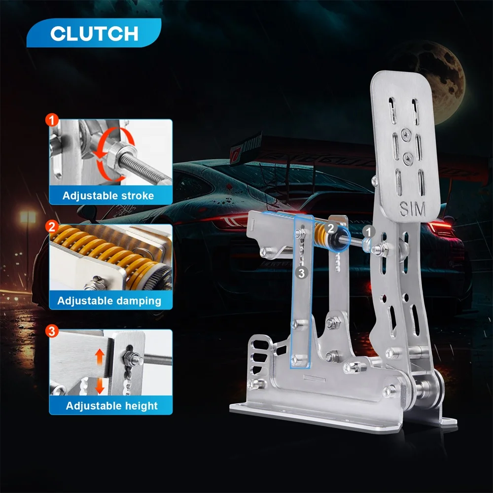 PRO-P3 SIMSONN PRO Pedals PC Gaming Racing Steering Pedals Simulator Pressure Sensor 200KG Load Cell Brake