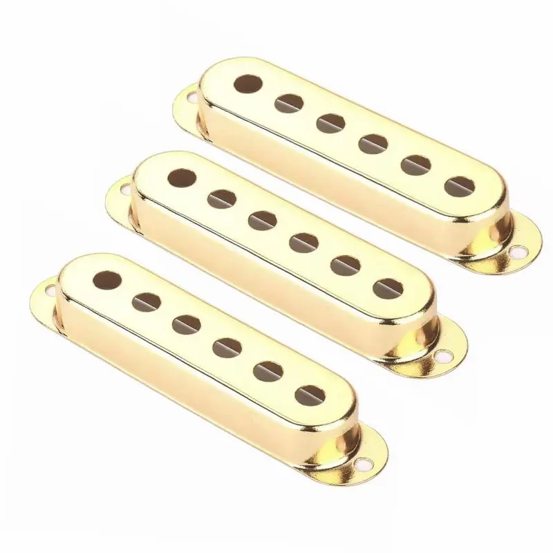 Logo Customized Single Coil Pickup Brass Metal Cover 48/50/52 For Stratocaster Electric Guitar  3 Pcs/Set Gold