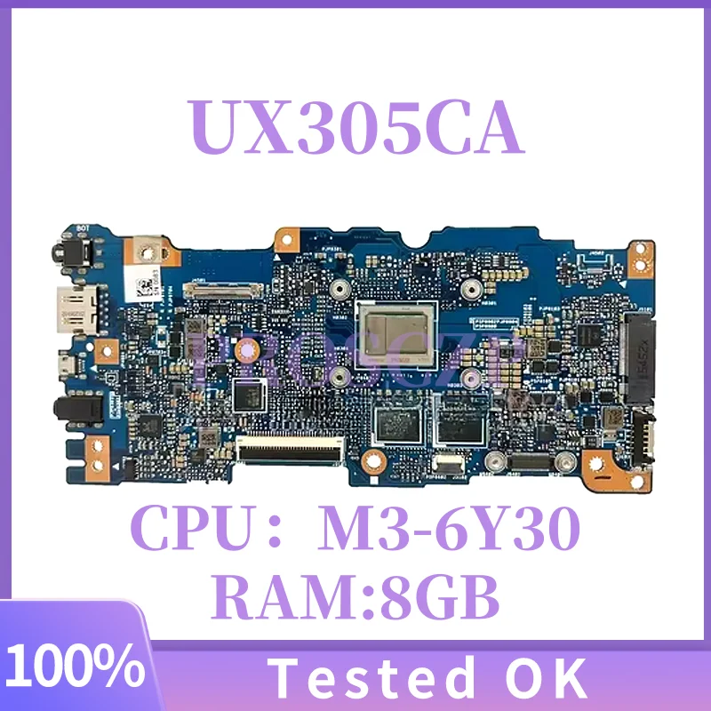 

UX305CA для ASUS UX305 UX305C UX305CA Материнская плата для ноутбука с процессором M3-6Y30 M5-6Y54, 8 ГБ ОЗУ, материнская плата для ноутбука, полностью протестирована, ОК