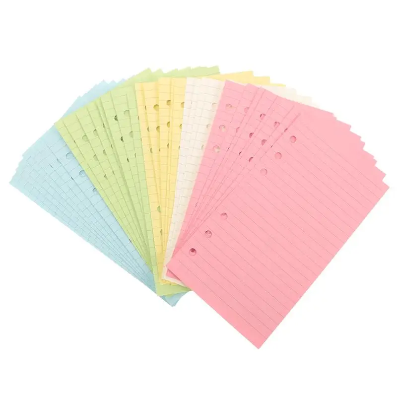 

50 Pages A6 Colorful 6-Hole Ruled Loose Leaf Paper Loose-Leaf Planner Note Book Filler Paper Planner Filler Papers Notebook