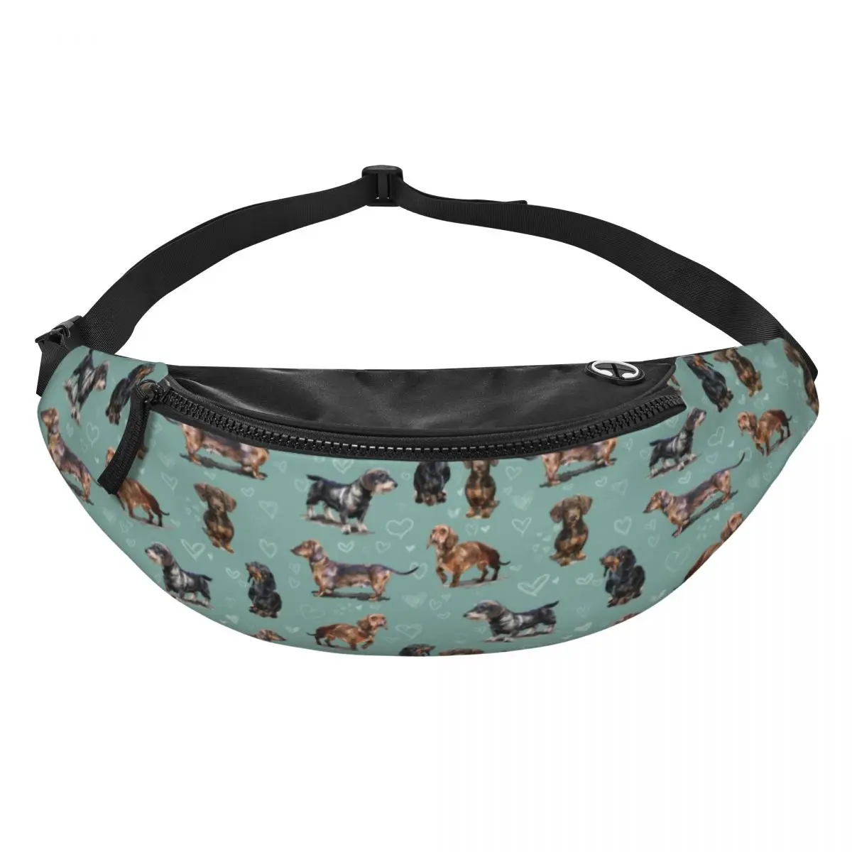 The Dachshund Fanny Pack Men Women Custom Badger Sausage Wiener Dogs Crossbody Waist Bag for Cycling Camping Phone Money Pouch