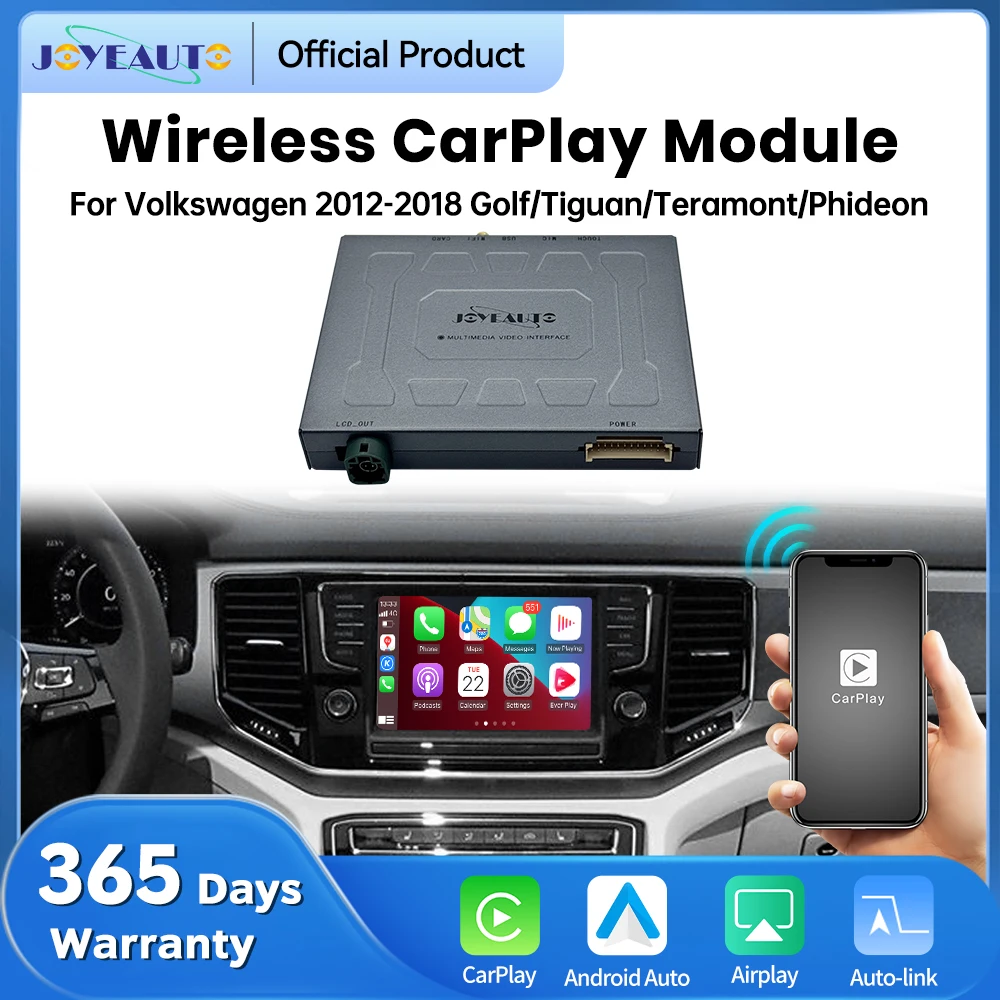 JoyeAuto Decoder for Volkswagen Golf/Tiguan/Teramont/Phideon 2012-2018 Wireless CarPlay Android Auto Module AirPlay Mirror-Link