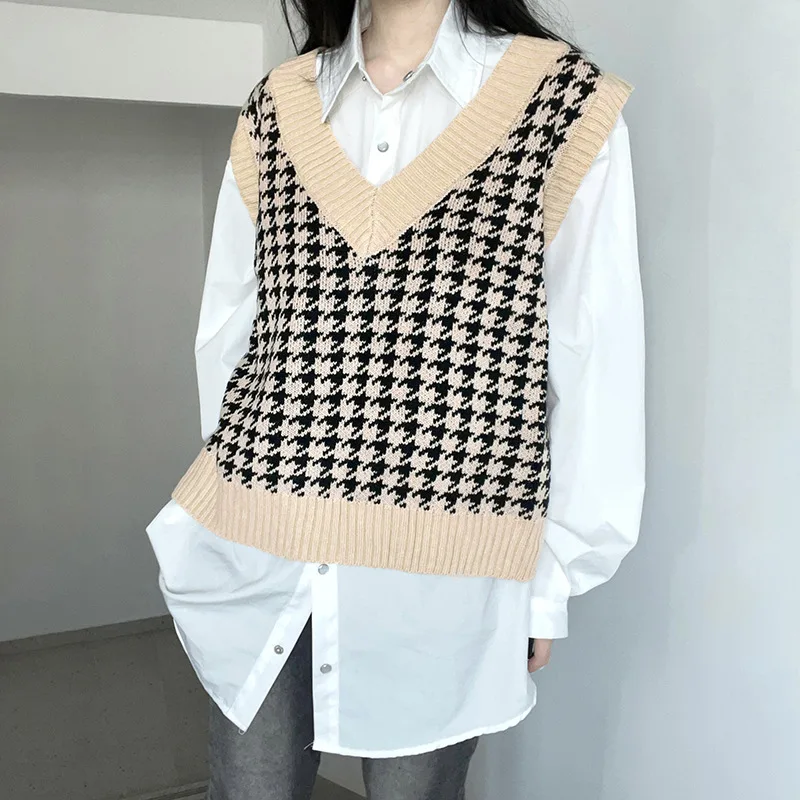 Europe and the United States autumn 2024ins network red street fashion women's print small print plaid sweater vest