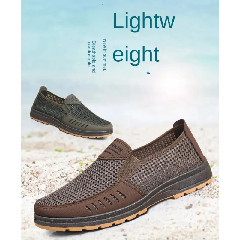 Non-Slip Orthopedic Comfort Lightweight Canvas Men's Summer Breathable Mesh Slip-On Dad/Elderly Shoes