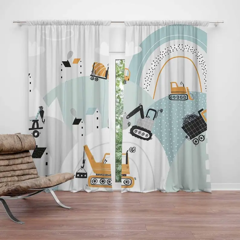 

Baby Boy Nursery Curtains Rainbow Cloud Transport Cars Kids Bedroom Curtain Blackout Nursery Decor Baby Room Curtains Playroom
