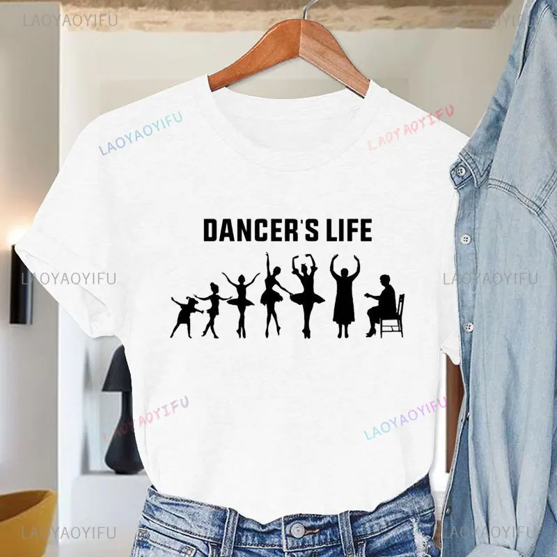 Ballet Dancer Printing T Shirt Funny Harajuku T-shirt Women Clothing Casual Cotton Tee Top Cute Female Short-sleev Unisex Tshirt