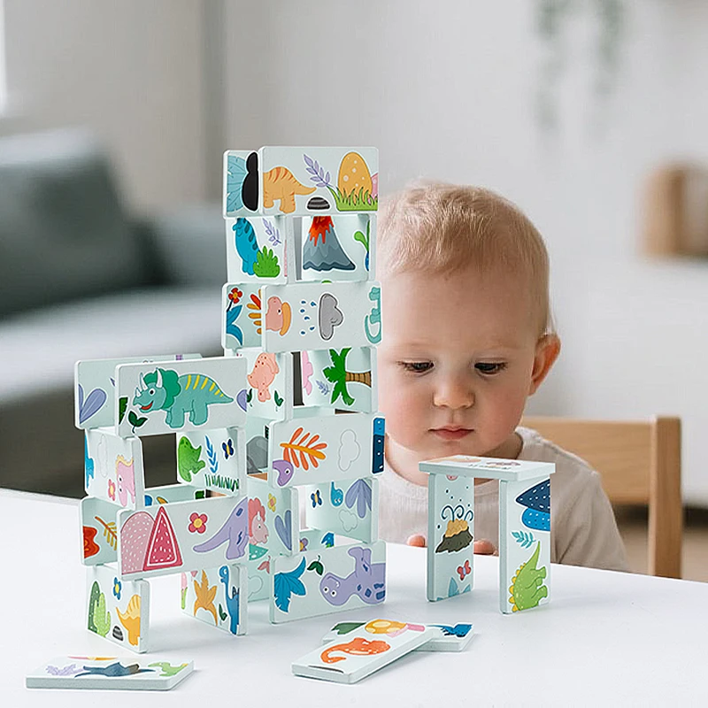 لعبة خشبية ديناصور الدومينو الحيوان الظل الاقتران التتابع لعبة الصور المتطابقة مونتيسوري ألعاب تعليمية هدايا للأطفال الأطفال