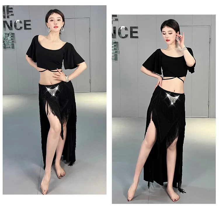 Belly Dance Sexy Costume Set Top and Skirt 2 Pcs Set Dancing Outfit For Adult Women's Stage Costume Worksuit Practice Clothes