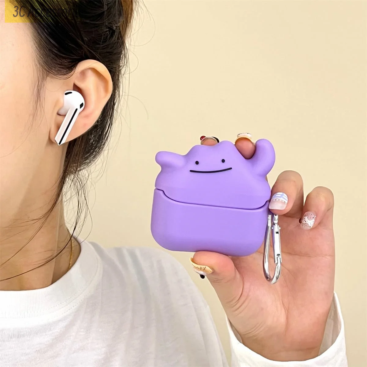 2024 Buds3 Purple Monster Protect Case anime Cute Cartoon Buds3pro Soft Silicone EarCase Earphone Protect Cover w/cleaning pen