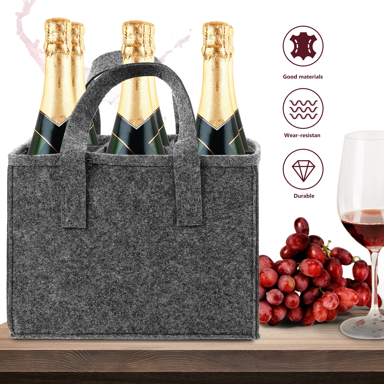 

Wine Bottle Storage Bag Felt Stylish Portable Beer Organizer Organizer Gift Practical Carrying Wine Bottle