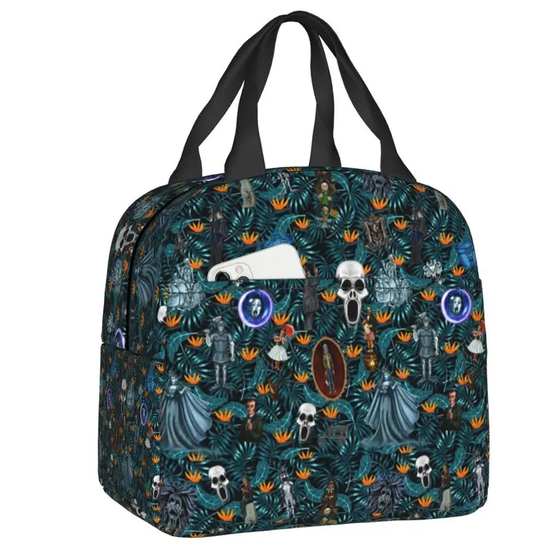 Halloween Haunted Mansion Insulated Lunch Bags for School Office Grimace Movie Ghost Waterproof Cooler Thermal Bento Box Women