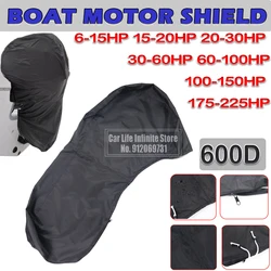 600D 6-225HP Full Outboard Motor Engine Boat Cover Black Waterproof Anti-scratch Heavy Duty Outboard Engine Protector
