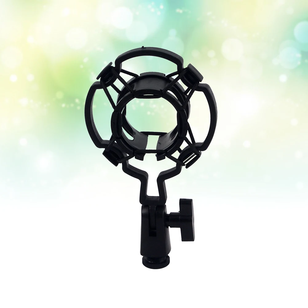 Universal Black Plastic Condenser Microphone Mount Holder with Adjustable Angle Locking Knob for Studio Recording