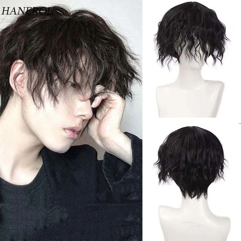 Synthetic Wigs Short Black Blonde Handsome Wig Boy Daily Wear Cosplay Realistic Fake Hair High Temperature Fiber