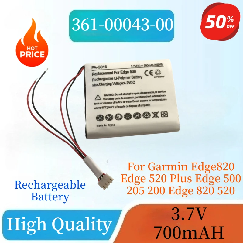 

361-00043-00 3.7V 700mAh For Garmin Edge820 Edge 520 Plus Edge 500 205 200 Edge 820 520 GPS Cycling Computer Replacement Battery
