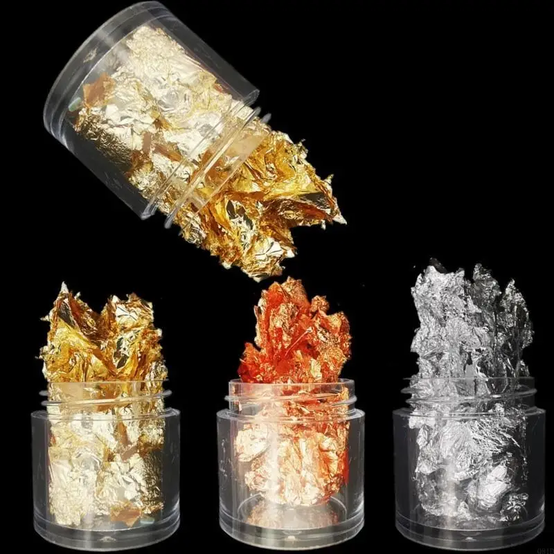 

Silver Golden Glitter Foil Chips Foil Flakes Sequins Glitters Art Paper Sheet Decor DIY Crafts Epoxy Filling Material