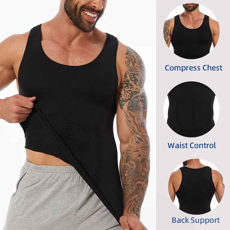 Men Slimming Body Shaper Vest Shirt Abs Abdomen Slim Gym Workout Corset Tummy Control Compression Tank Top Sleeveless Shapewear