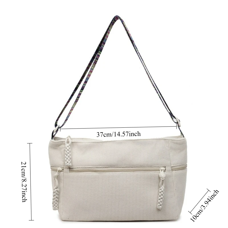 موضة جديدة سروال قصير الملمس وحقيبة كتف بسيطة سعة كبيرة حقائب كروسبودي للنساء الطلاب حقيبة مدرب عادية متعددة الاستخدامات #6