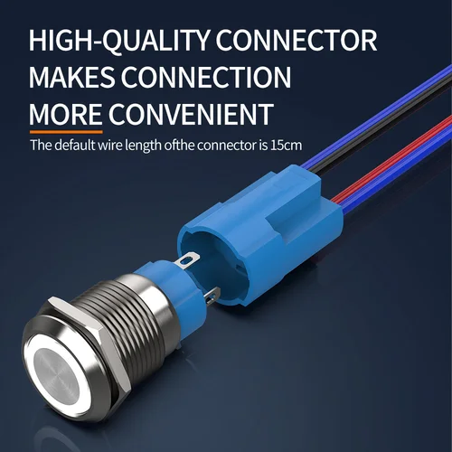 Imagen 2 del producto Interruptor de botón de Metal GTRIC, luz LED de 12MM, momentáneo, 12V, 220V, enganche autoblocante, resistente al agua, botón de encendido/apagado de PC