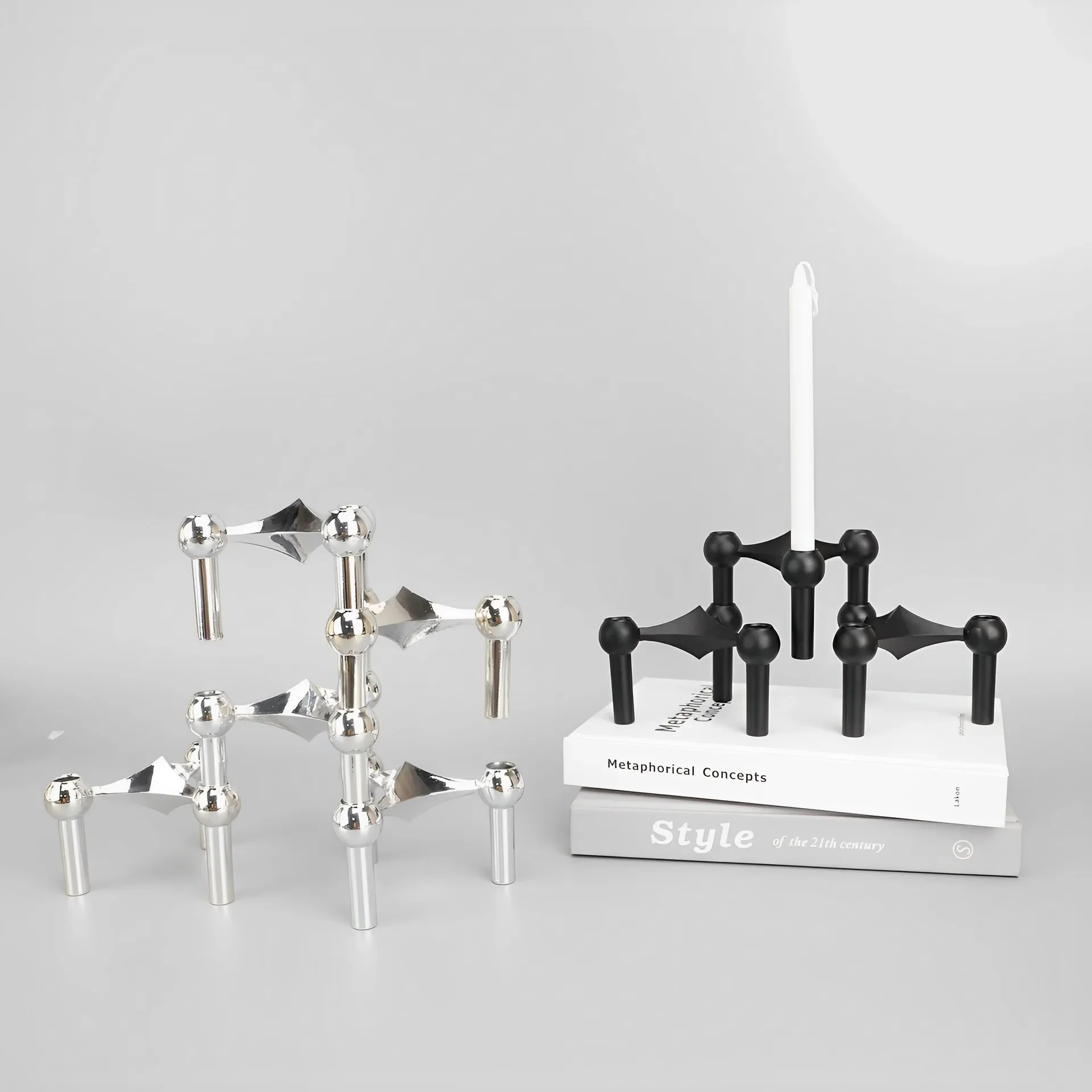GIEMZA Vintage Candlestick Holders 10CM(3.9”) Small Stand for Stick Skinny Candelabra Set for 3 Candle Porta Velas