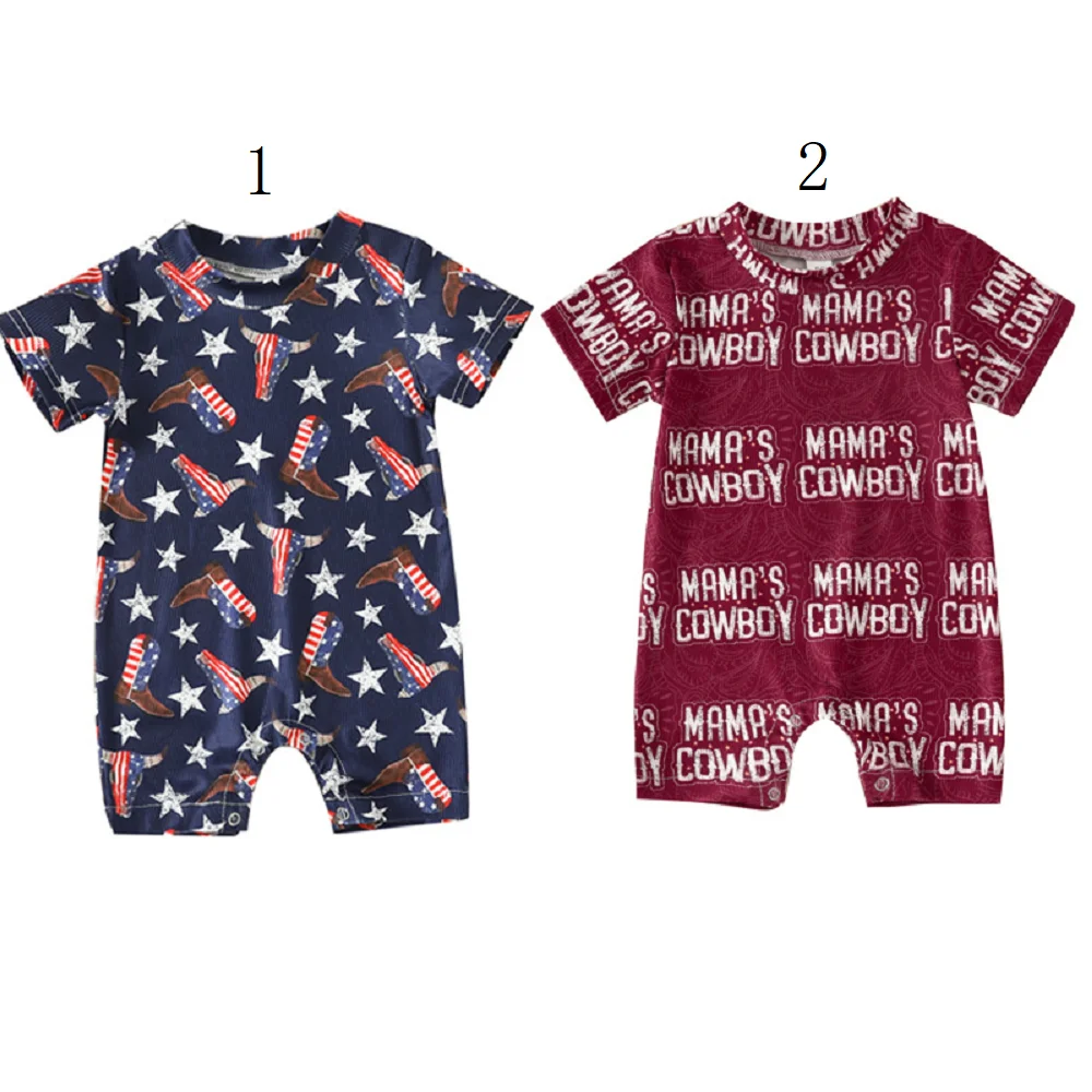 

Ready to ship 4th of July baby boy clothes short sleeve shorts toddler onesie baby clothes wholesale