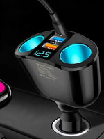 Dual USB Car Charger QC3.0 Fast Charging 24V 24A for Phone Tablet with Cigarette Lighter Socket Adapter