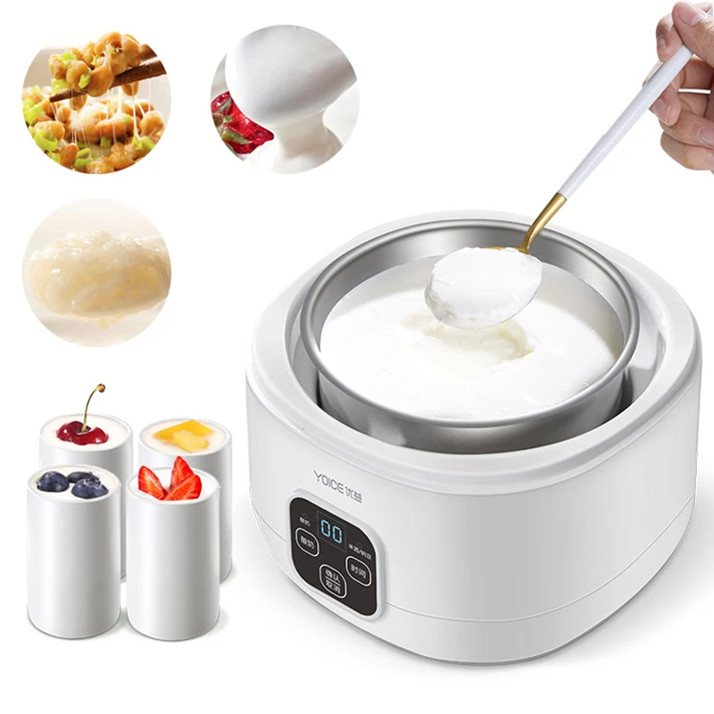 1.0L Automatic Yogurt Maker Household Multifunctional Yogurt Machine Rice Wine Natto Machine DIY Yogurt Tools with Jars 220V